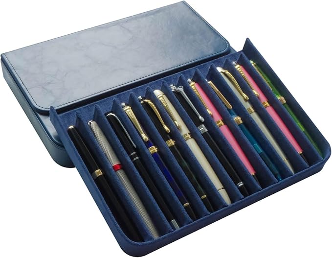 MIVLXLX PU Leather 12 Fountain Pen/Pencil Tray Case Organizer, Fashion Design - Image 9