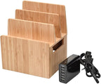 Bamboo Universal Multi Device Cord Organizer Stand and Charging Station by MobileVision