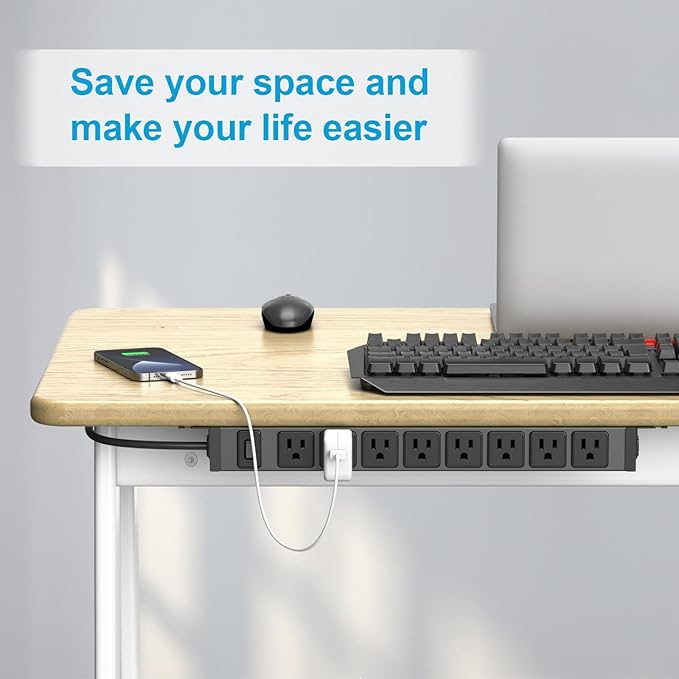 HHSOET Metal 360° Rotating Mountable Power Strip, 8 Outlet Gaming Table Mounted - Image 4