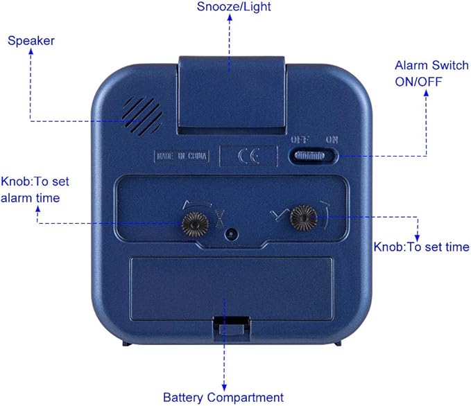 Tinload Small Battery Operated Analog Alarm Clock Silent Non Ticking, Ascending - Image 6