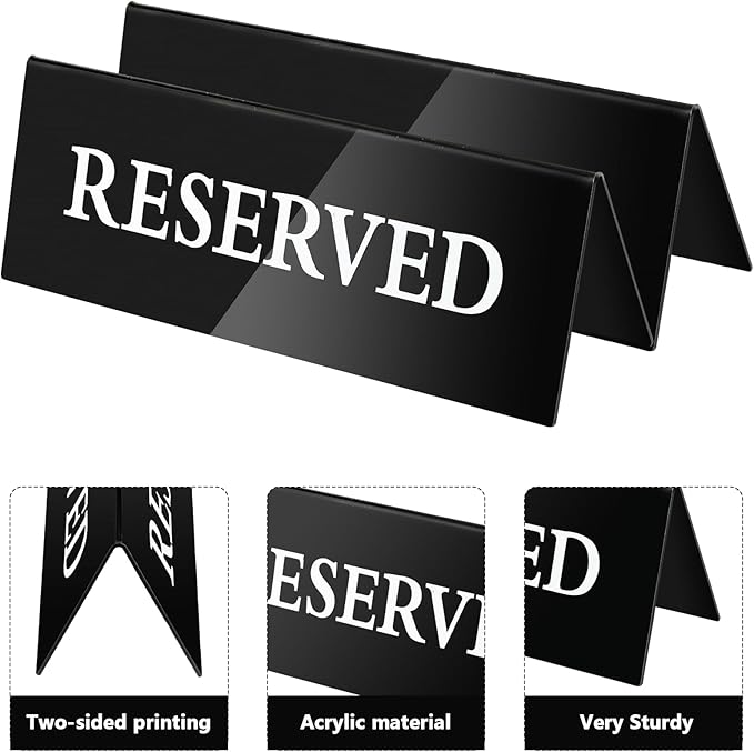 6 Pieces Table Top Reserved Sign Table Signs Reserved Seating Signs Double - Image 3