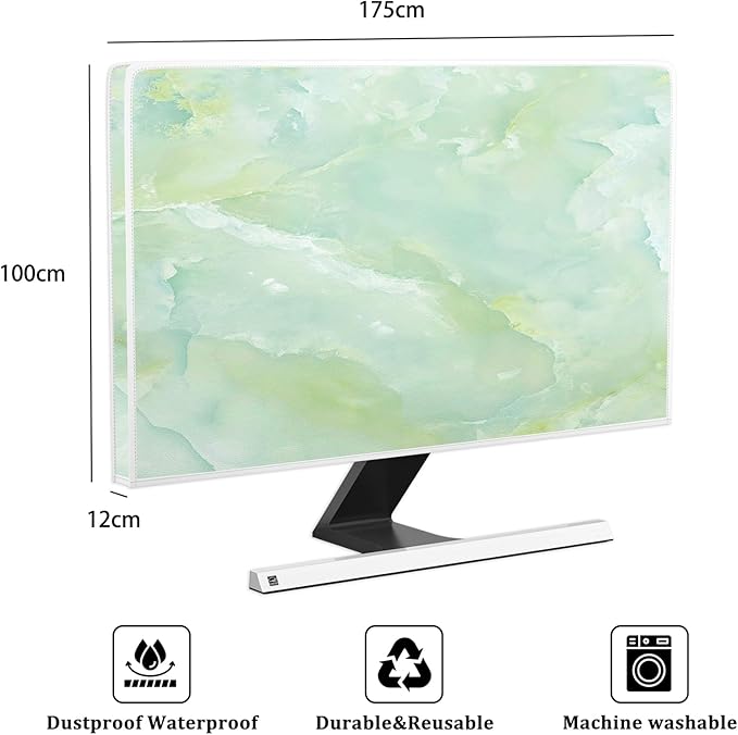 Baocicco Sage Green Marble Waterproof TV Dust Cover 75 Inch Anti-Static - Image 2