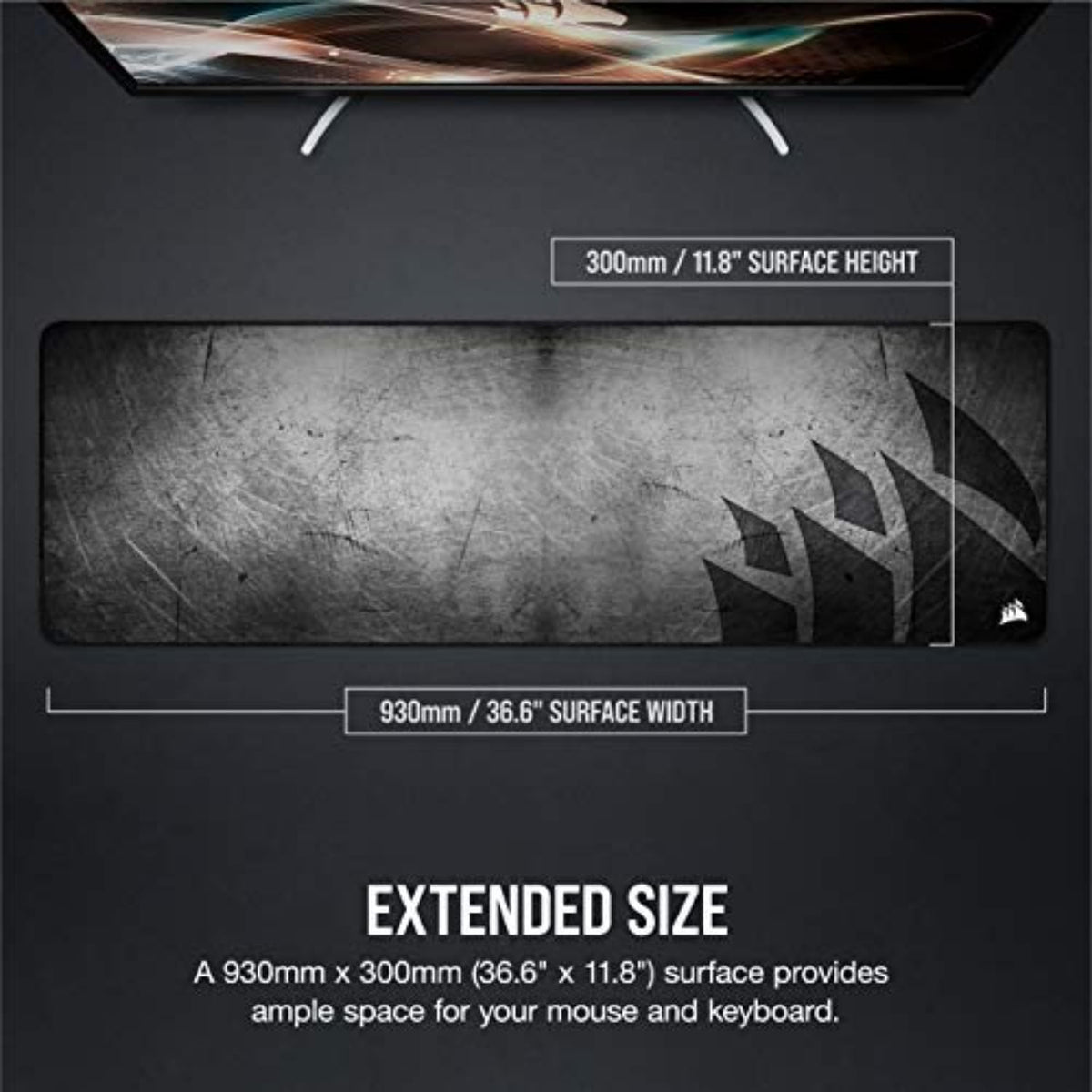 Corsair MM300 PRO Premium Spill-Proof Cloth Gaming Mouse Pad – Extended - Mul...