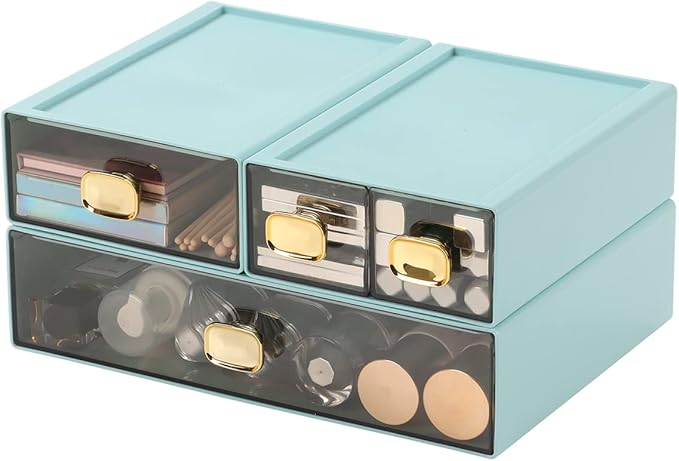 OSteed Spacious Desktop Storage Box, 1 Large 1 Middle & 2 Small Storage Drawers - Image 4