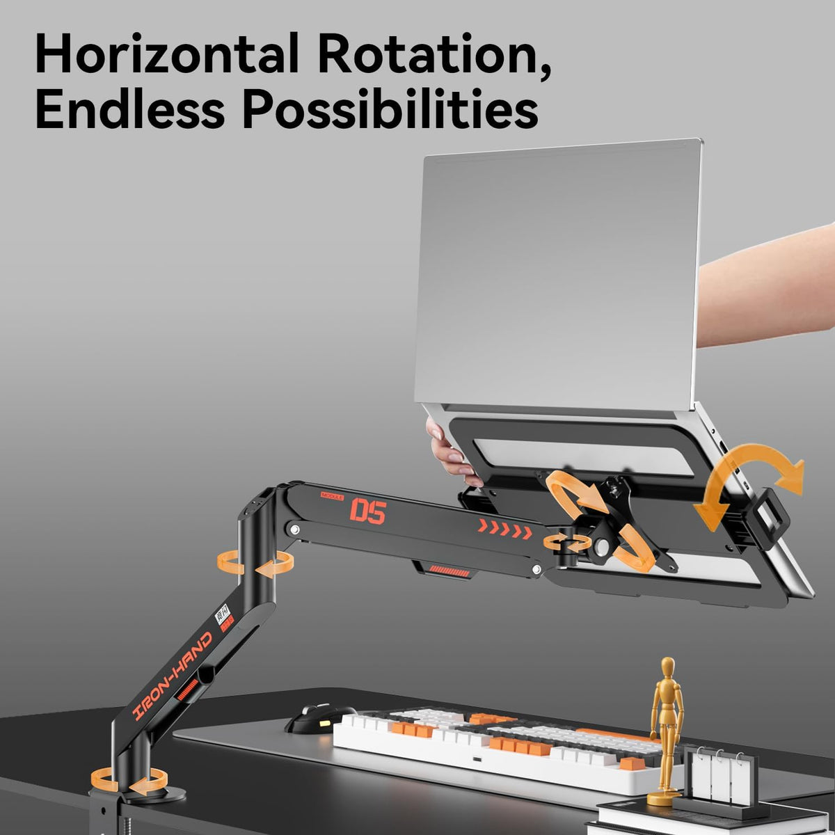 JINRAIKO Laptop Mount for Desk (11.3"-17.3"), 360° Rotating Foldabl...