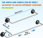 Adjustable Magnetic Rod for Classroom and Meeting Room Whiteboard, Flip Chart Calendar Holder, Easel Paper Holder, with Rings and Clips, Maximum Length 41", Maximum Width 3.7"(Black, 2 Pack)