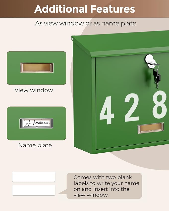LAND·VOI Locking Wall-Mount Mailbox - Image 8