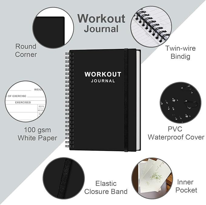 Fitness Journal for Women & Men, A5 Workout Journal/Planner Daily Exercise Log - Image 2