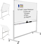 Max-officoo Mobile Whiteboard 72"x40" Magnetic Dry Erase White Boards on Wheels by Unknown