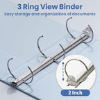 SUNEE 3 Ring Binder 2 Inch 1 Pack, Haze Blue - Image 3