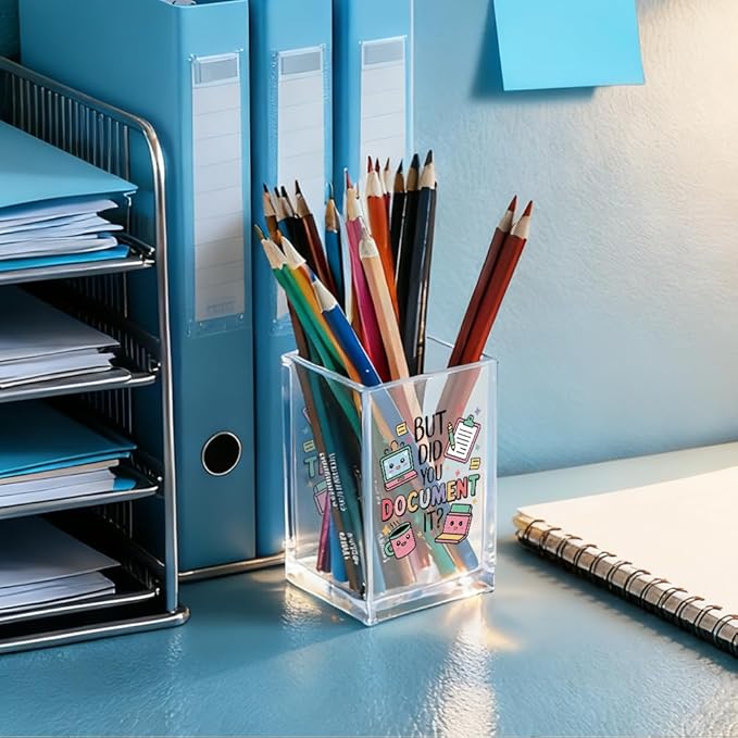 QYUVK But Did You Document It Acrylic Cosmetic Pencil Holder Cup, Pen Holder - Image 4