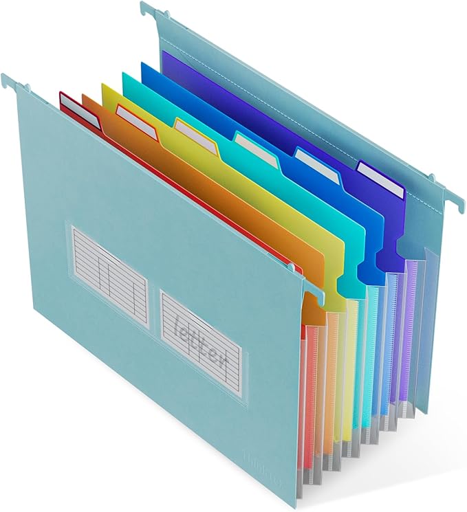 ThinkTex Plastic Expanding Hanging File Folders, 7 Innovative 1.2" Accordion by ThinkTex