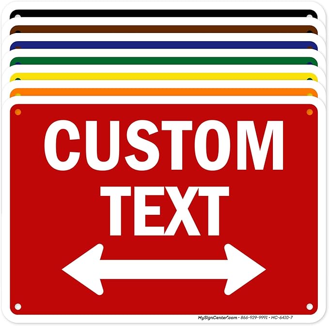 Custom Arrow, Custom Directional Sign, Two way Arrow, 7x10 Inches, Rust Free by MySignCenter