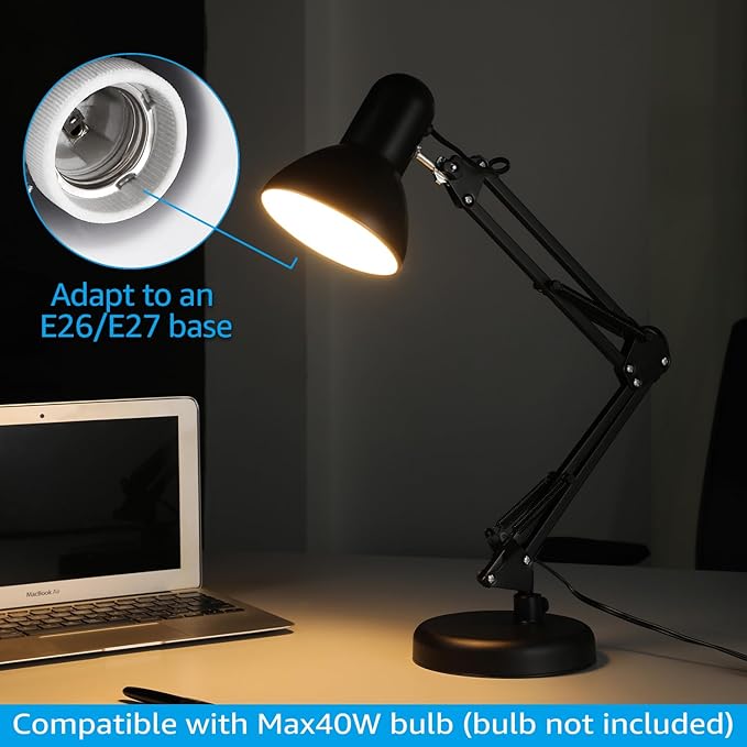 TORCHSTAR Metal Desk Lamp with Clamp, Swing Arm, Architect Adjustable Gooseneck - Image 7