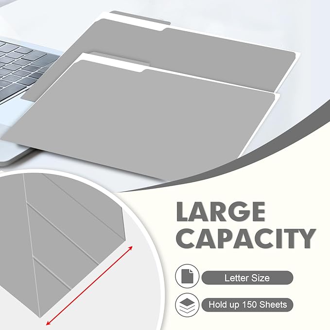 File Folder, PANDRI 120 Pack File Folder, 1/3 Cut Tab, Letter Size, Filing - Image 4