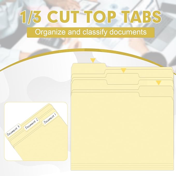 Manila Folders, HERKKA 170 Pack 1/3 Cut Tab File Folders, Manila Folders 8.5 x - Image 3