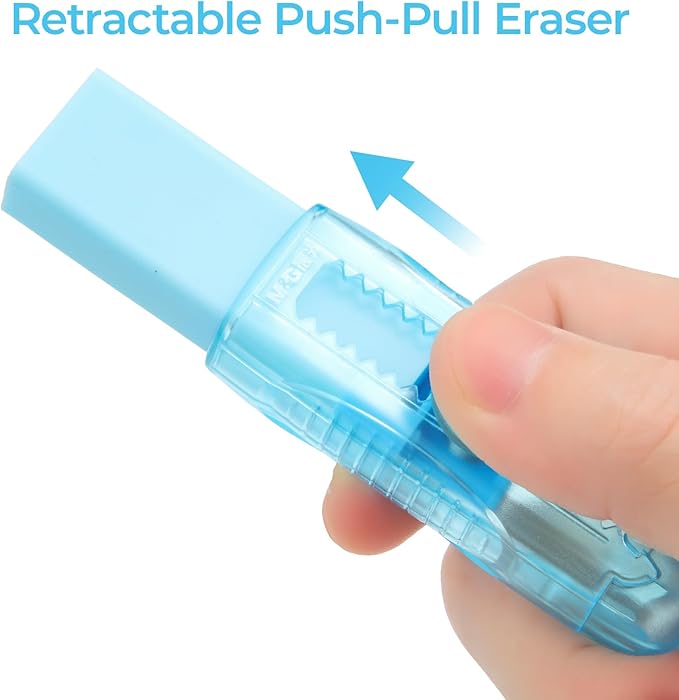 M&G 6 Pack Sliding Retractable Rubber Erasers, Push-Pull Large Pencil Erasers - Image 5