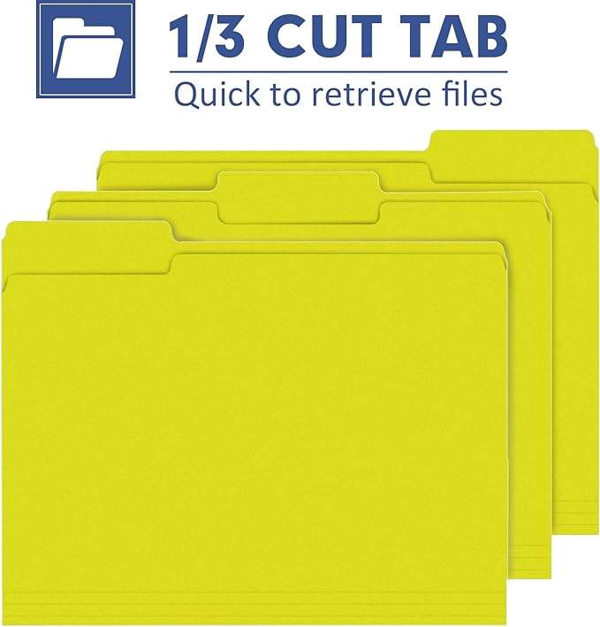 File Folder, PANDRI 120 Pack File Folder, 1/3 Cut Tab, Letter Size, Filing - Image 3