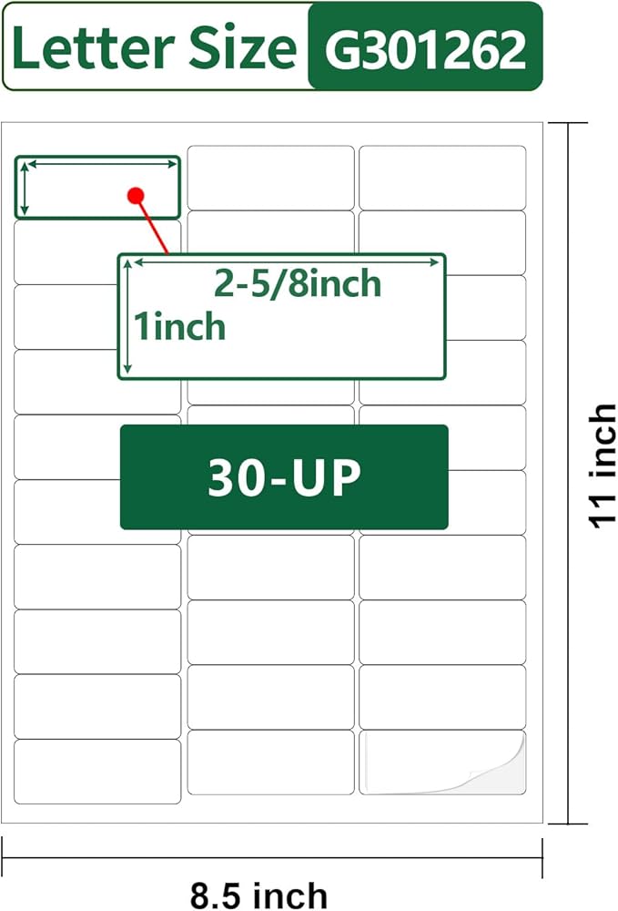 Gemsroyal 1”×2-5/8" Address Labels Printable, 1×2-5/8 inch Shipping Label - Image 2