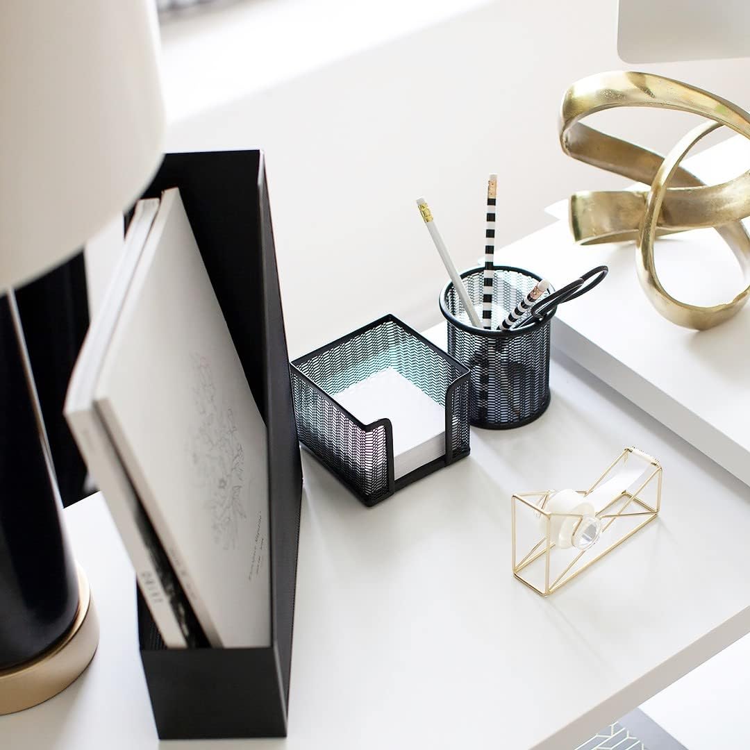 BLU MONACO Black Desk Organizer Set | 5-Piece Metal Office Supplies Collectio...