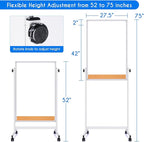 maxtek Rolling White Board, 44x28 Inches Magnetic Cork Board Combo, Portable - Image 4