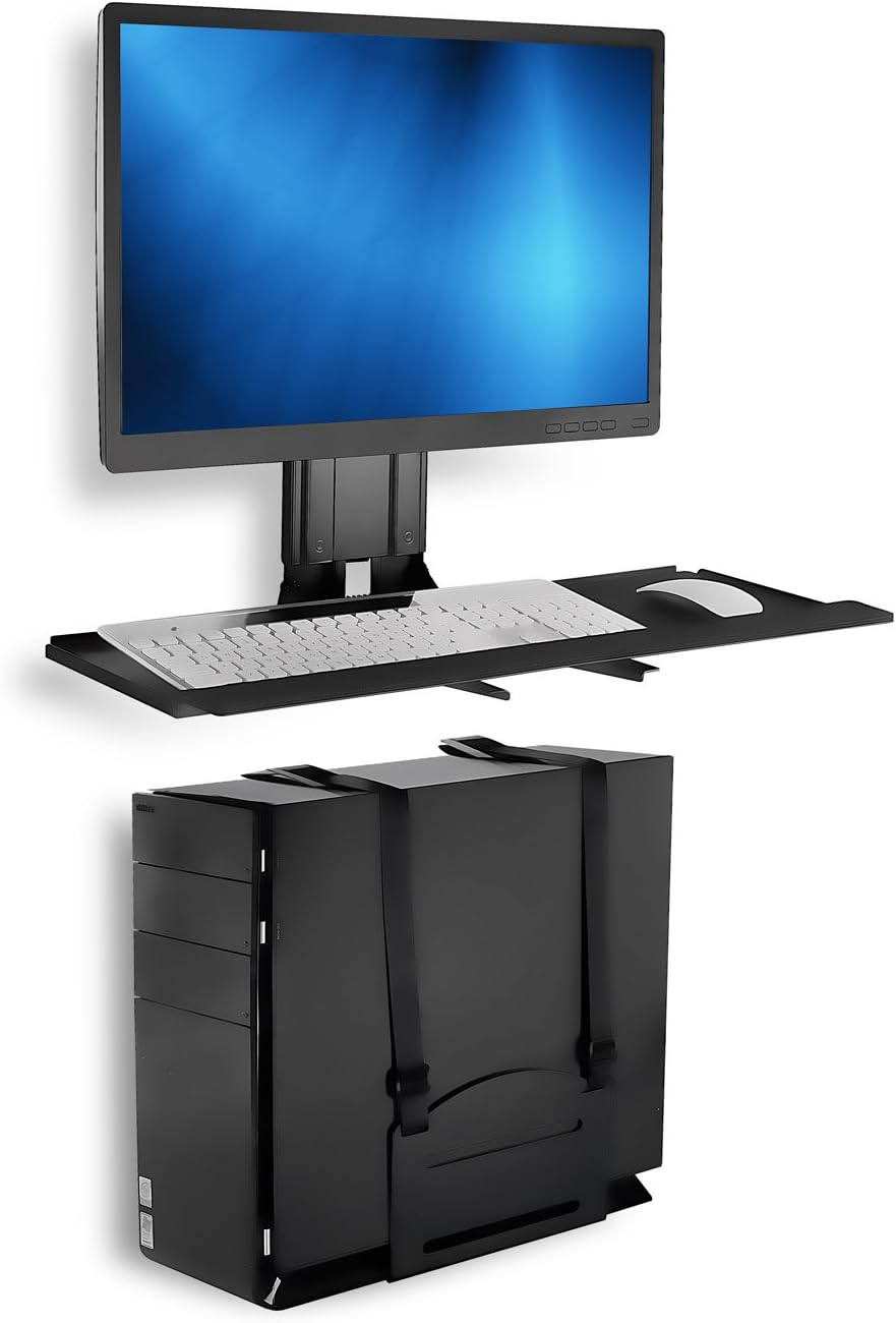Mount-It! Monitor and Keyboard Wall Mount with CPU Holder, 13-32in Screens