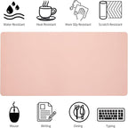 Blossoms Pink Desk Mat, Waterproof Non-Slip Leather Desk Pad, Large Mouse Pad - Image 5