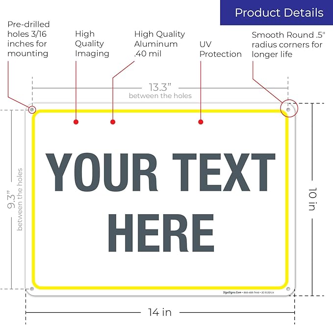 Personalized Custom Customize for Office, Delivery Yellow Sign, 10x14 Inches - Image 3