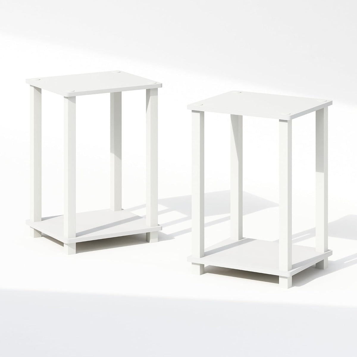 Furinno Simplistic Set of 2 Toolless 2-Tier Night Stand, White