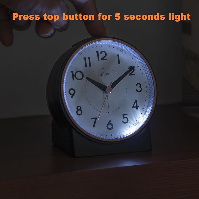 Tinload 4.3" Retro Analog Alarm Clock, Vintage Decor, No Ticking Silent - Image 5