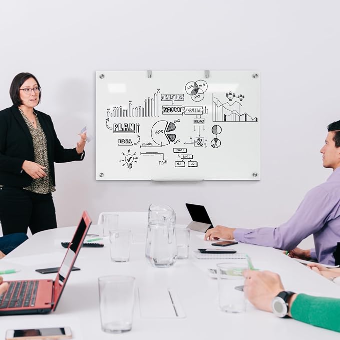 36 x 24 Inches Glass Whiteboard, Magnetic Glass Dry Erase Board - Image 7