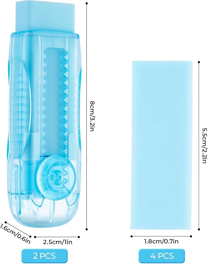 M&G 6 Pack Sliding Retractable Rubber Erasers, Push-Pull Large Pencil Erasers - Image 4
