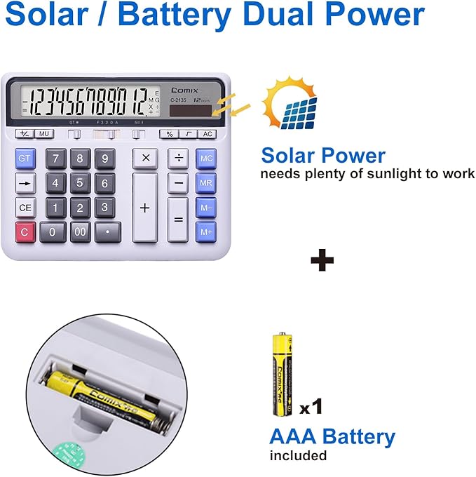 Comix Desktop Calculator Solar Battery Dual Power - Image 4