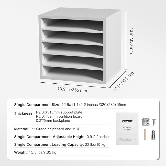VEVOR Literature Organizers, 5 Compartments Office Mailbox - Image 7