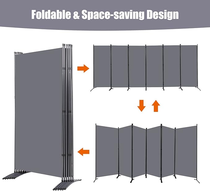 Room Divider 6FT Folding Privacy Screens, 6 Panel Partition Room Dividers - Image 3