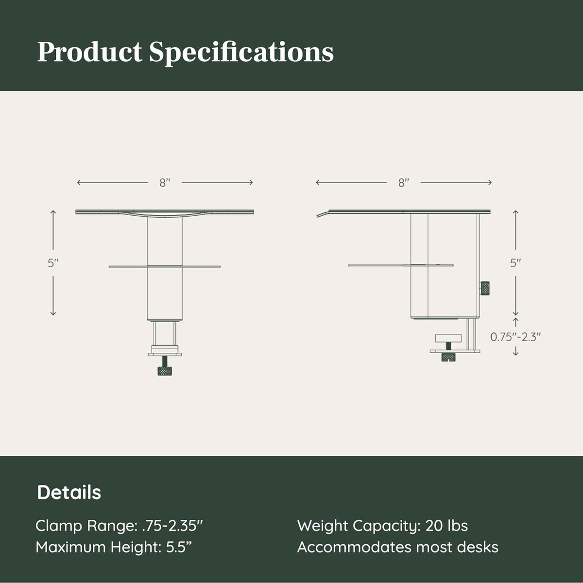 Branch Desk Perch, Elevated Desk Clamp Shelf for Monitors