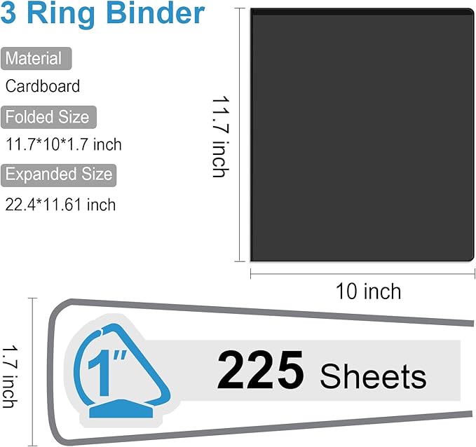 Comix Sturdy 3-Ring-Binder 1-inch D Ring Binders, 2.4mm-Thick, Hold 225 Sheets - Image 5