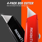 REXBETI 4-Pack Utility Knife, Heavy Duty Aluminum Shell Retractable Box Cutter - Image 3
