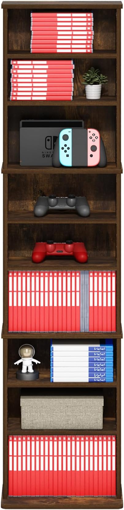 Furinno Jaya DVD Shelf, 9-Shelf Tall Narrow CD Rack, Media Shelf - Image 4