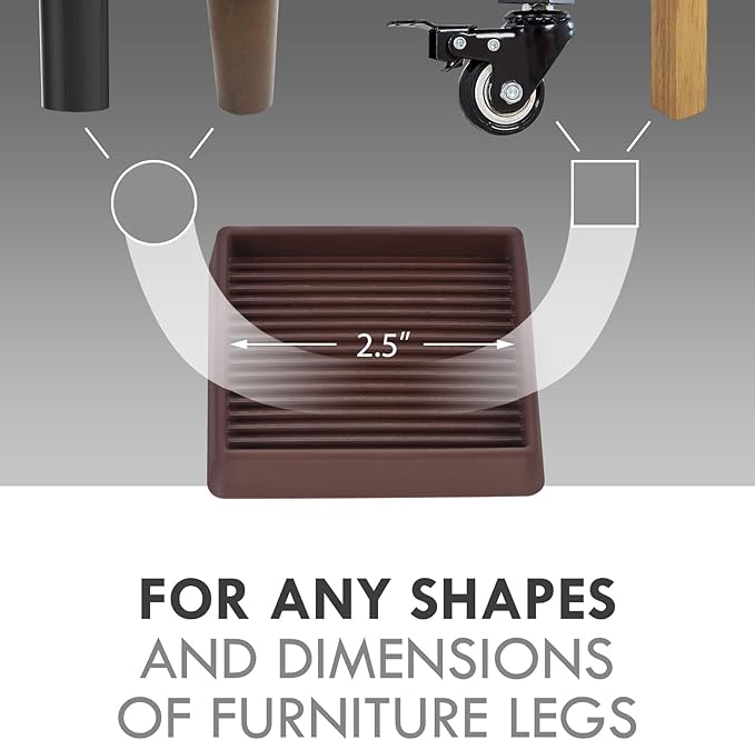 2.5X2.5 Rubber Caster Cups, Non Slip Furniture Pads, Anti-Slip Gripper - Image 2