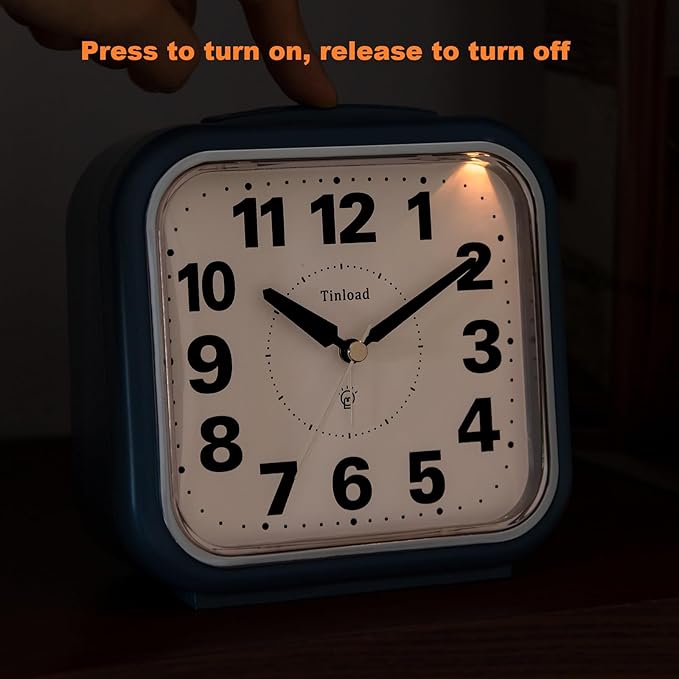 Tinload 5.5" Large No Ticking Analog Alarm Clock, Silent Readable - Image 5