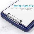 Rimilak Clipboard with Storage, 8.5 x 11'' High Capacity Clip Board, Blue | Smooth Writing, Side-Opening Plastic Folder with Pen Holder, Size 14.2 x 9.6 x 1.2″ ,for Classroom, Teacher, Student