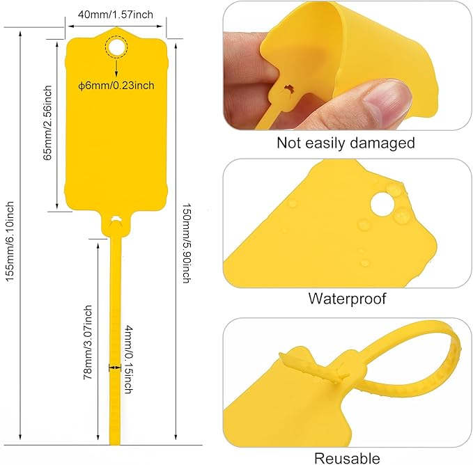 100pcs Blank Plastic Tags for Labeling Reusable Hanging Tags Ties Key Tag - Image 3