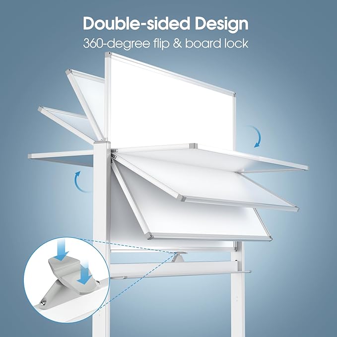 MaxGear Rolling Whiteboard, 48 x 32 Inch Double-Sided Magnetic Dry Erase Board - Image 2