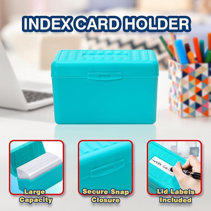 H4D 3x5 Index Card Holder with 100 Heavyweight Ruled Index Cards and 25 Plastic - Image 3