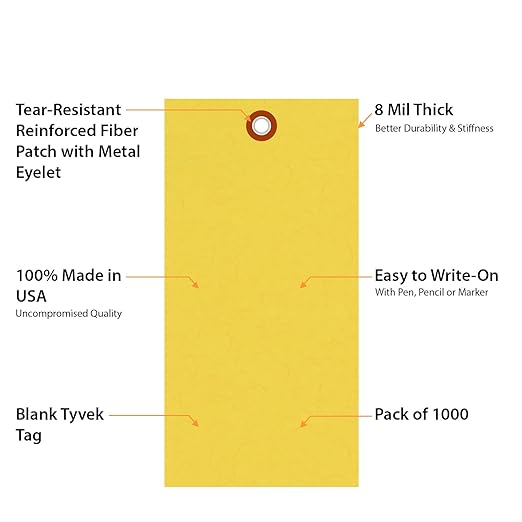 SmartSign 6.25 x 3.125 inch “Yellow” Blank Tyvek Shipping Tags - Image 5