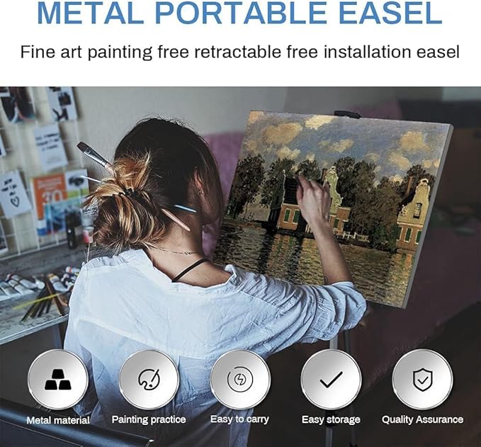 RRFTOK Art Painting Display Artist Easel Stand, Aluminum Metal Tripod - Image 8
