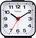 Tinload Small Battery Analog Alarm Clock Silent Non Ticking, Ascending Beep by Tinload