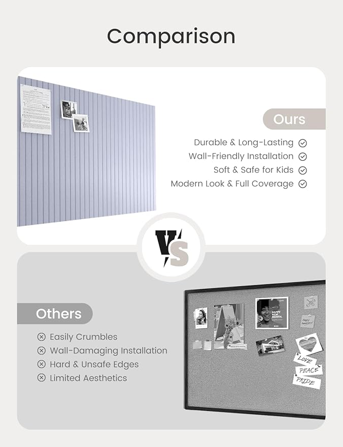 Bumusty Large Cork Board Alternative-47 x35 Felt Bulletin Board Tiles, - Image 8