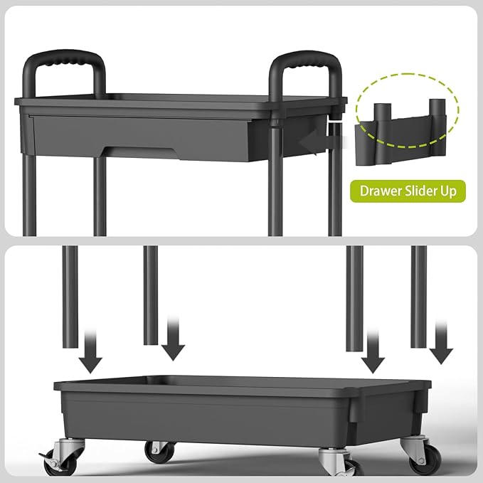 Sorgion 3 Tier Rolling Cart Organizer, Laundry Room Bathroom Organizers and - Image 5
